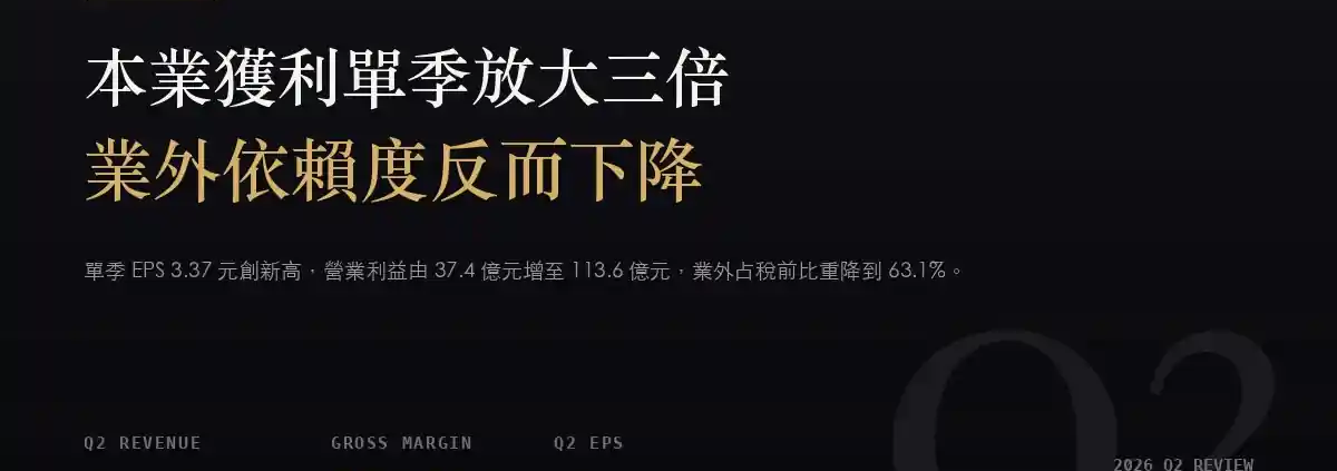 南亞（1303）2026Q2 財報分析：本業獲利單季放大三倍，業外占比反而降到六成三