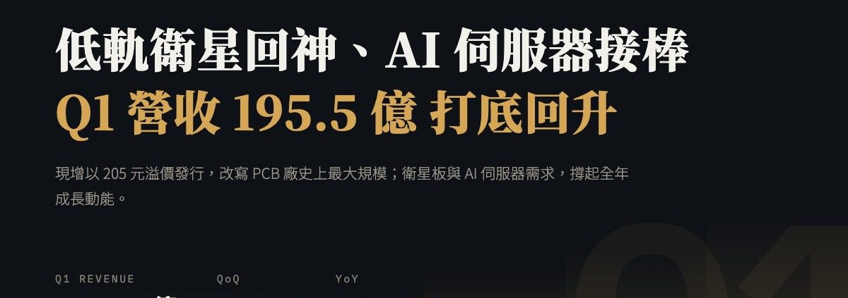 華通電腦(2313)2026Q1 財報分析:營收創同期新高、EPS 低於預期 17%,衛星+AI 雙引擎還在
