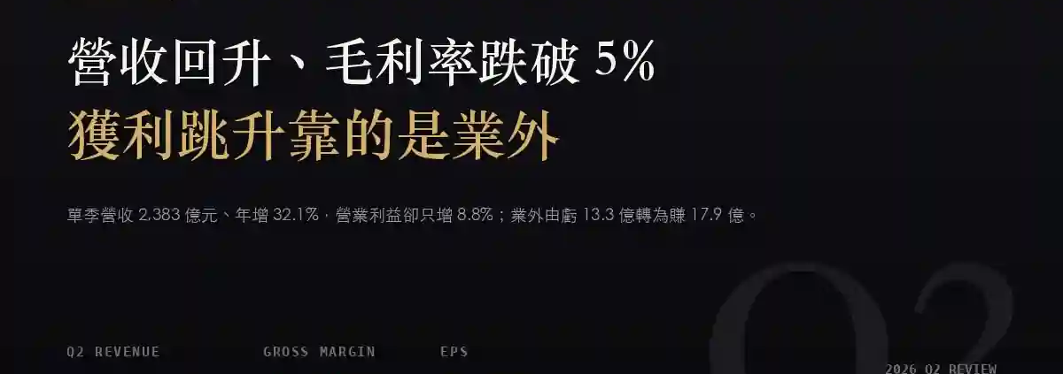 仁寶(2324)2026Q2 財報分析:營收年增 32%,獲利跳升主要來自業外