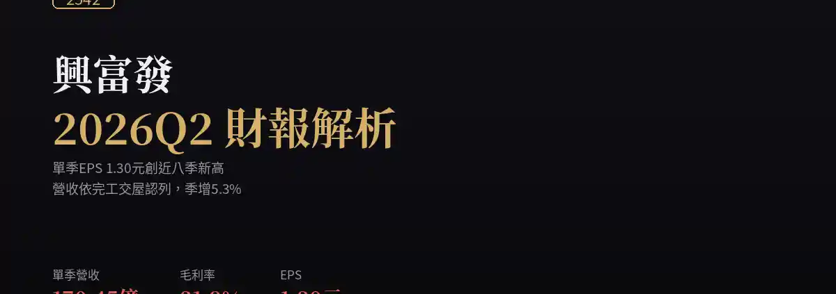 興富發（2542）2026Q2財報解析：單季 EPS 創近八季新高，營收依完工交屋認列